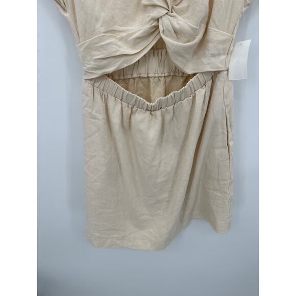 1.State Dress Women MEDIUM Cream Juneberry Linen Blend Short Cap Sleeve - Picture 4 of 10